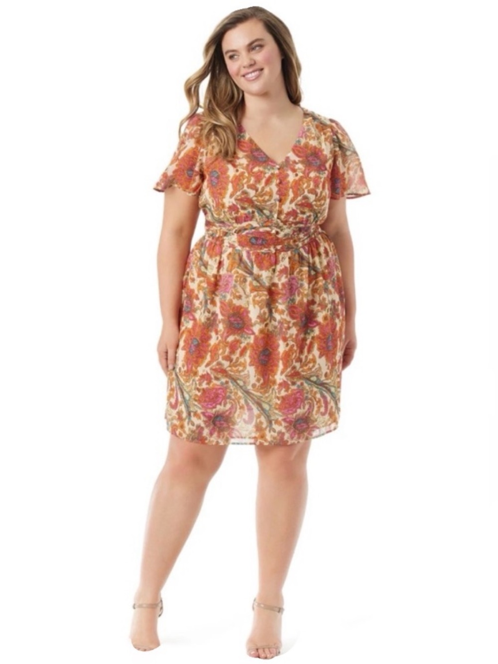 Jessica Simpson Apricot Vilma Button Front Dress  Size 2X